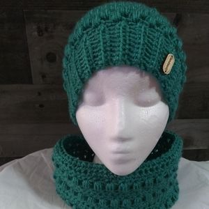 Messy bun and cowl set/ hat with a hole in it